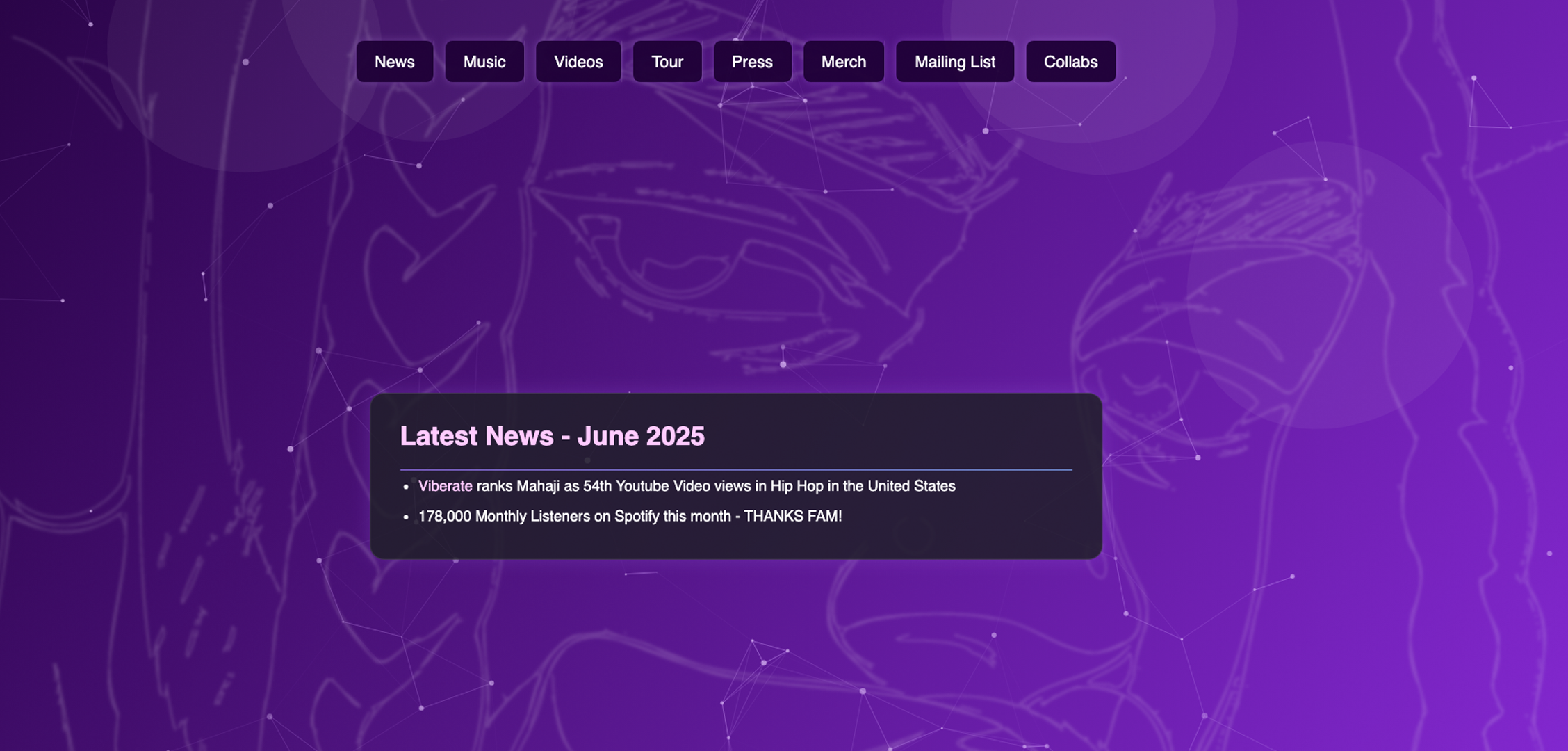 Home Page with Interactive Links